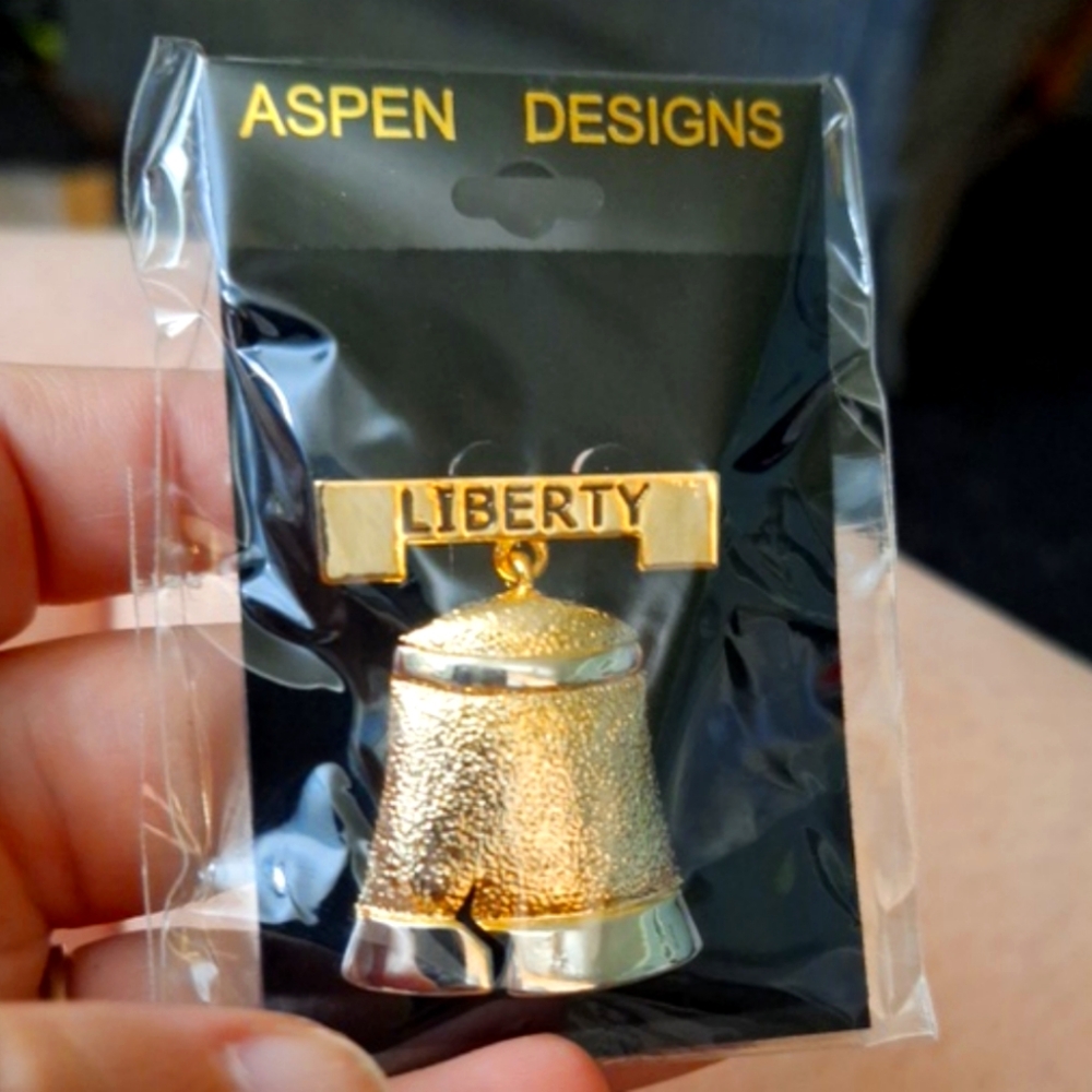 Gold Liberty Bell Pin By ASPEN DESIGNS